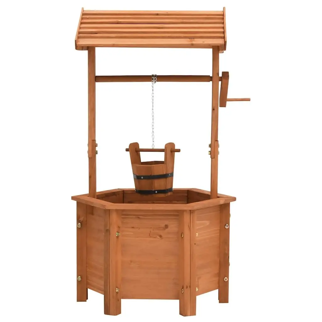 Wooden Wishing Well Planter Outdoor Garden Decoration 40 x 40 x 84 cm