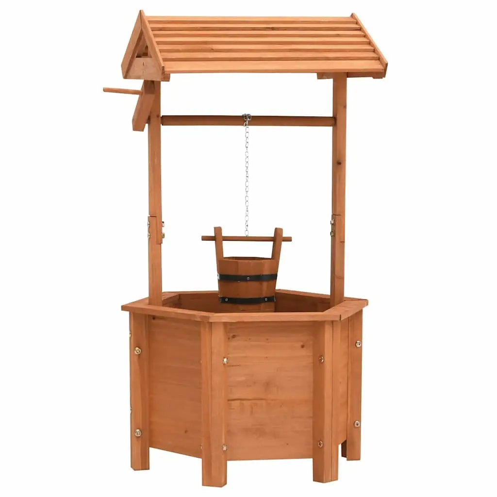 Wooden Wishing Well Planter Outdoor Garden Decoration 40 x 40 x 84 cm