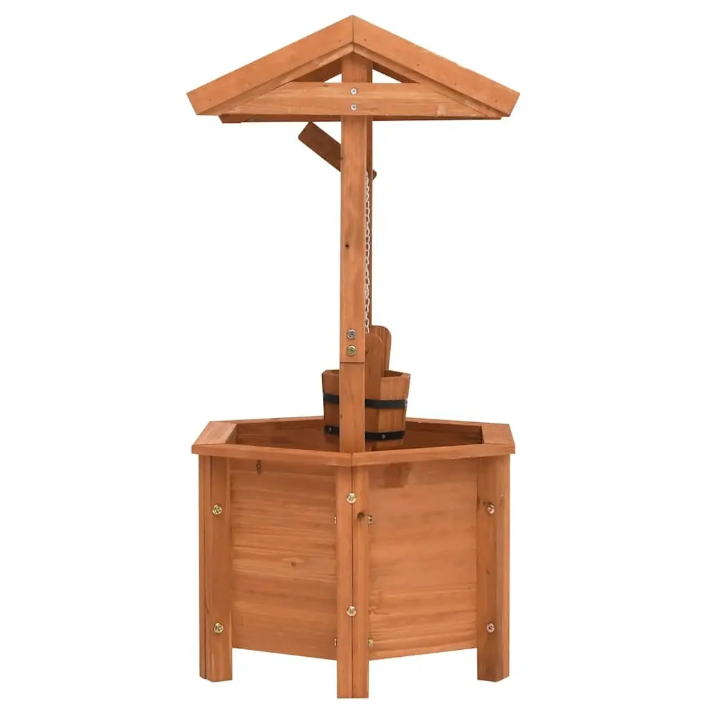 Wooden Wishing Well Planter Outdoor Garden Decoration 40 x 40 x 84 cm