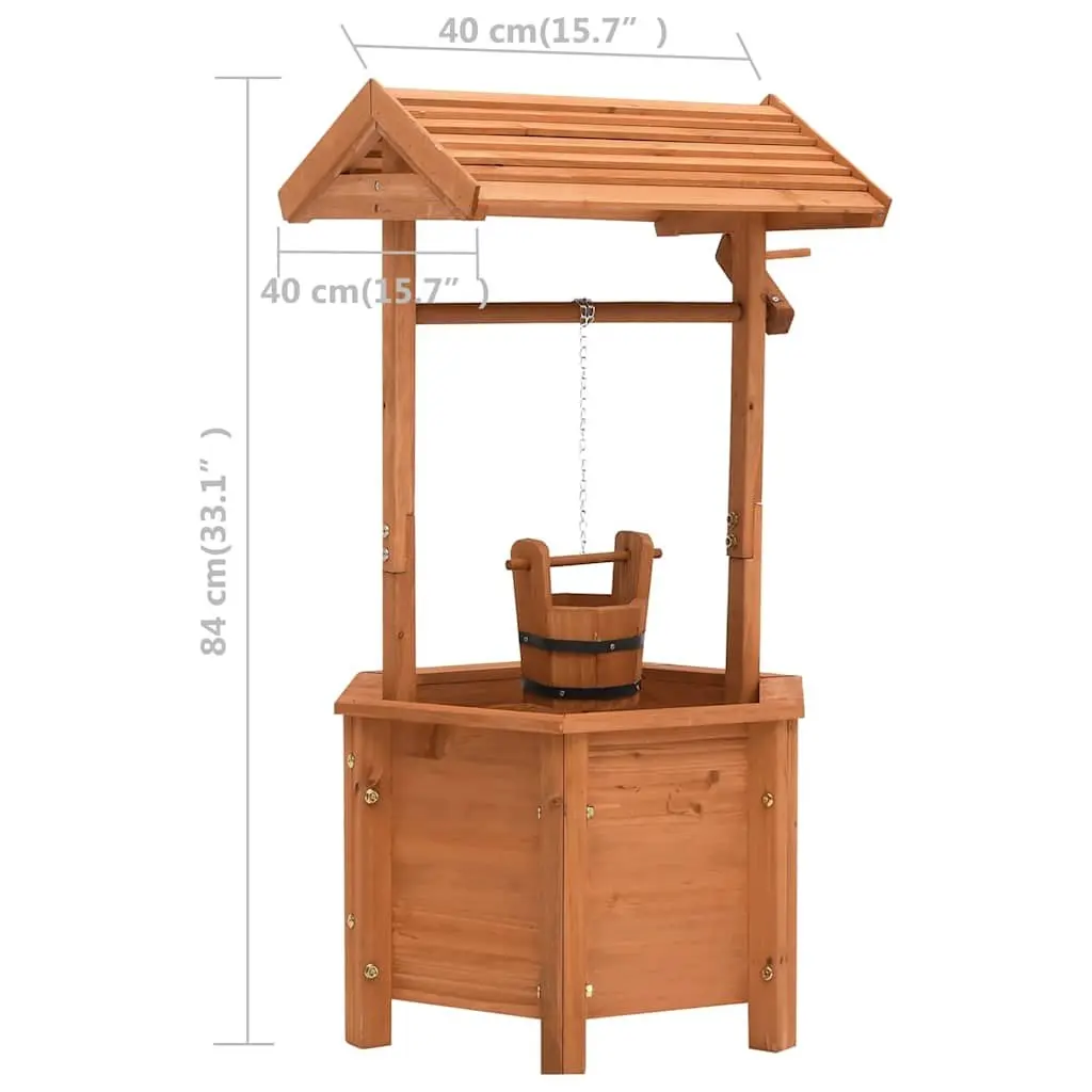 Wooden Wishing Well Planter Outdoor Garden Decoration 40 x 40 x 84 cm