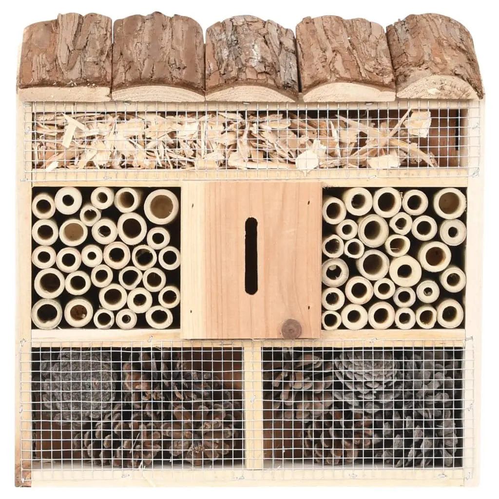 Wooden Insect Hotel Butterfly House Garden Wildlife Shelter Brown Firwood