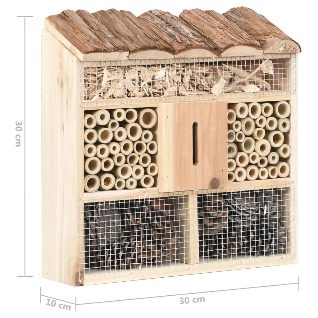Wooden Insect Hotel Butterfly House Garden Wildlife Shelter Brown Firwood