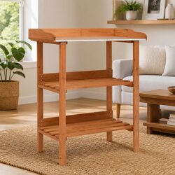 Wooden Plant Stand with 3 Shelves: 76 x 37 x 89 cm