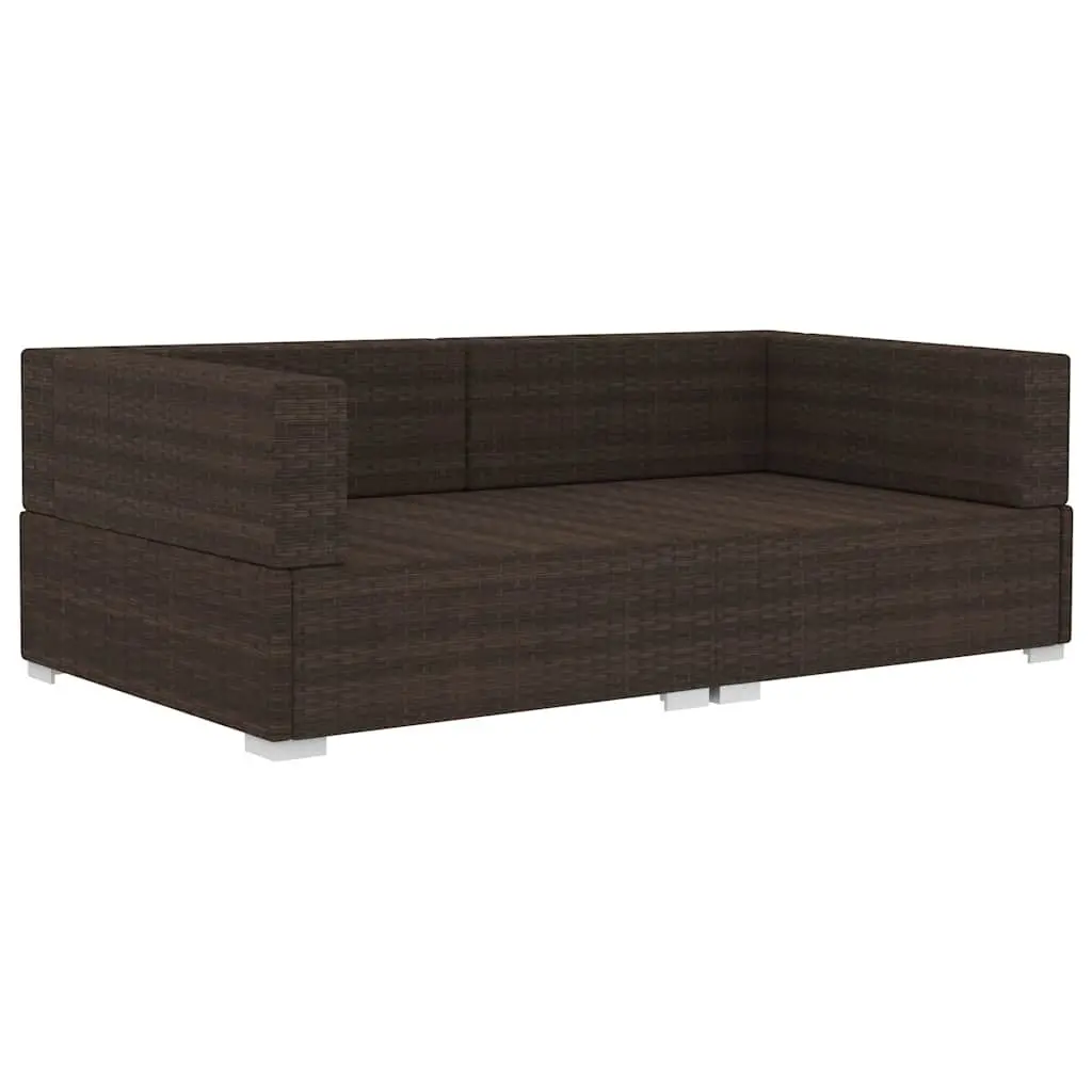Outdoor Sectional Corner Chairs 2 Piece Garden Sofa Seat Brown Cushions