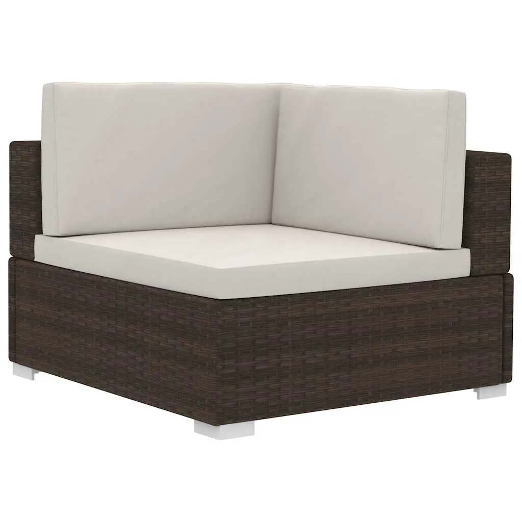 Outdoor Sectional Corner Chairs 2 Piece Garden Sofa Seat Brown Cushions