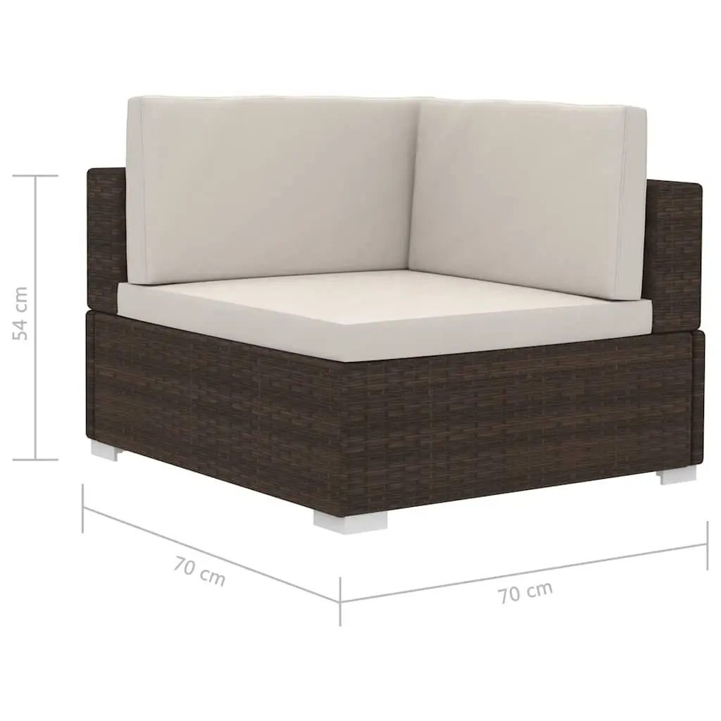 Outdoor Sectional Corner Chairs 2 Piece Garden Sofa Seat Brown Cushions