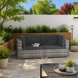 Grey Poly Rattan Corner Chairs Set - Dimensions & Specs