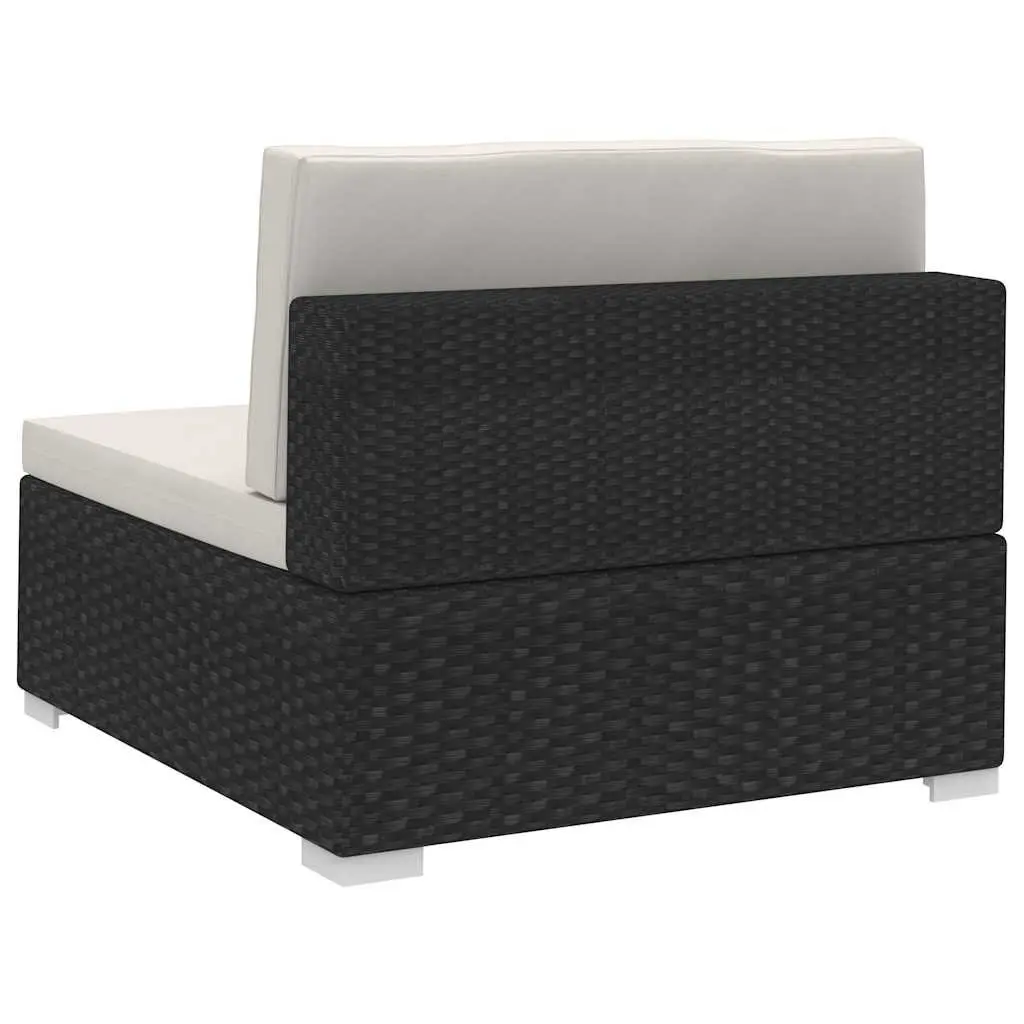 Outdoor Sofa Set for Garden Patio 3 Piece Black Poly Rattan with Cushions