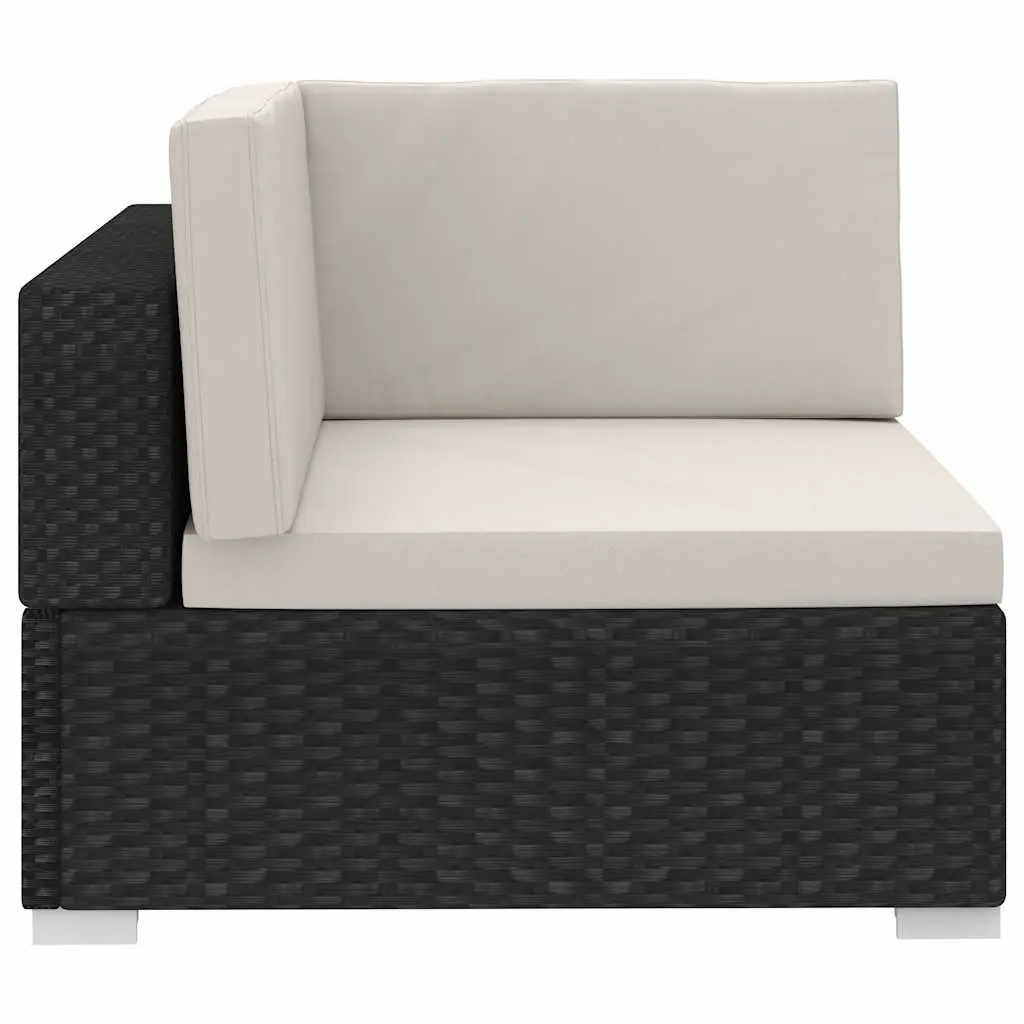 Outdoor Sofa Set for Garden Patio 3 Piece Black Poly Rattan with Cushions