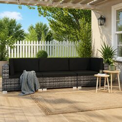 3-Piece Poly Rattan Sofa Set for Outdoor Spaces
