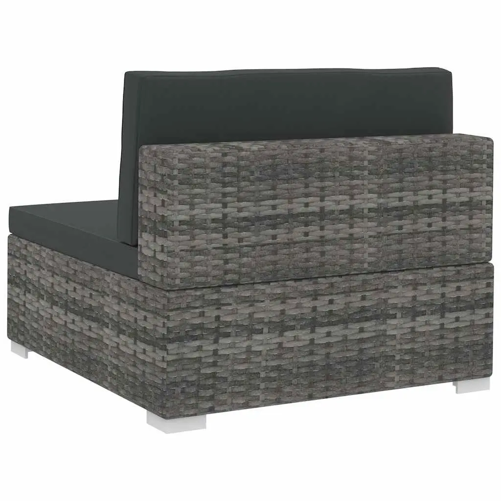 Outdoor Garden Sofa Set 3 Piece Poly Rattan Patio Furniture with Cushions Grey