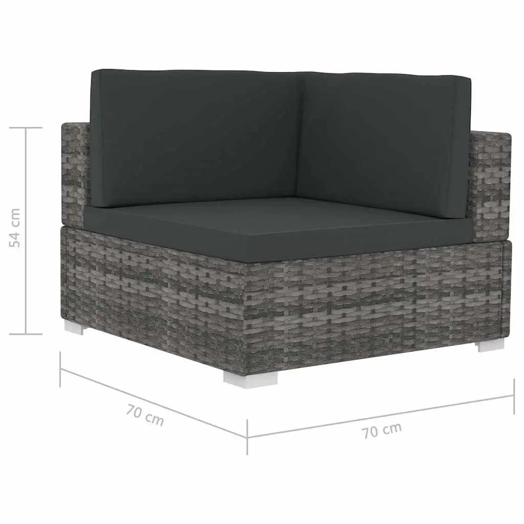 Outdoor Garden Sofa Set 3 Piece Poly Rattan Patio Furniture with Cushions Grey