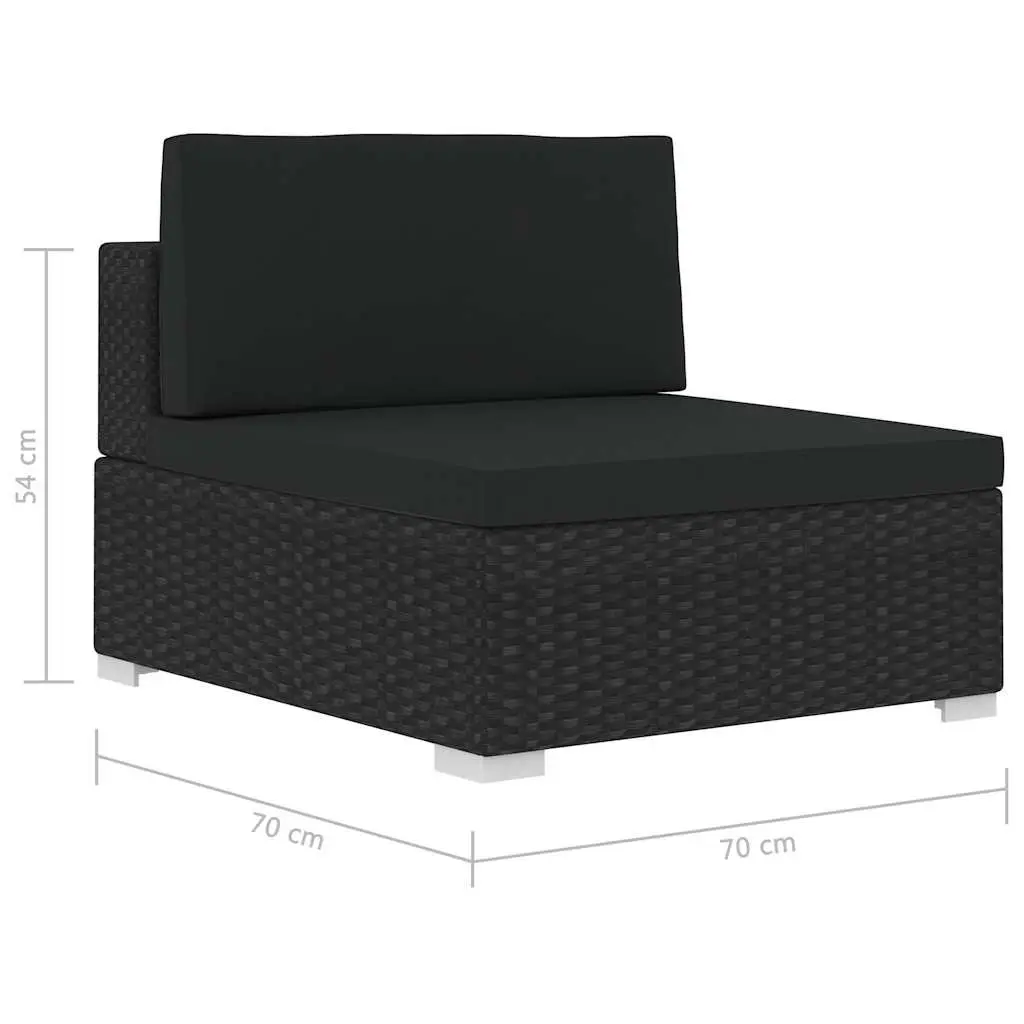 Black 3-Piece Poly Rattan Sofa Set