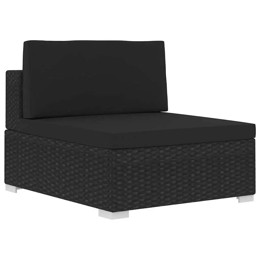 Black 3-Piece Poly Rattan Sofa Set