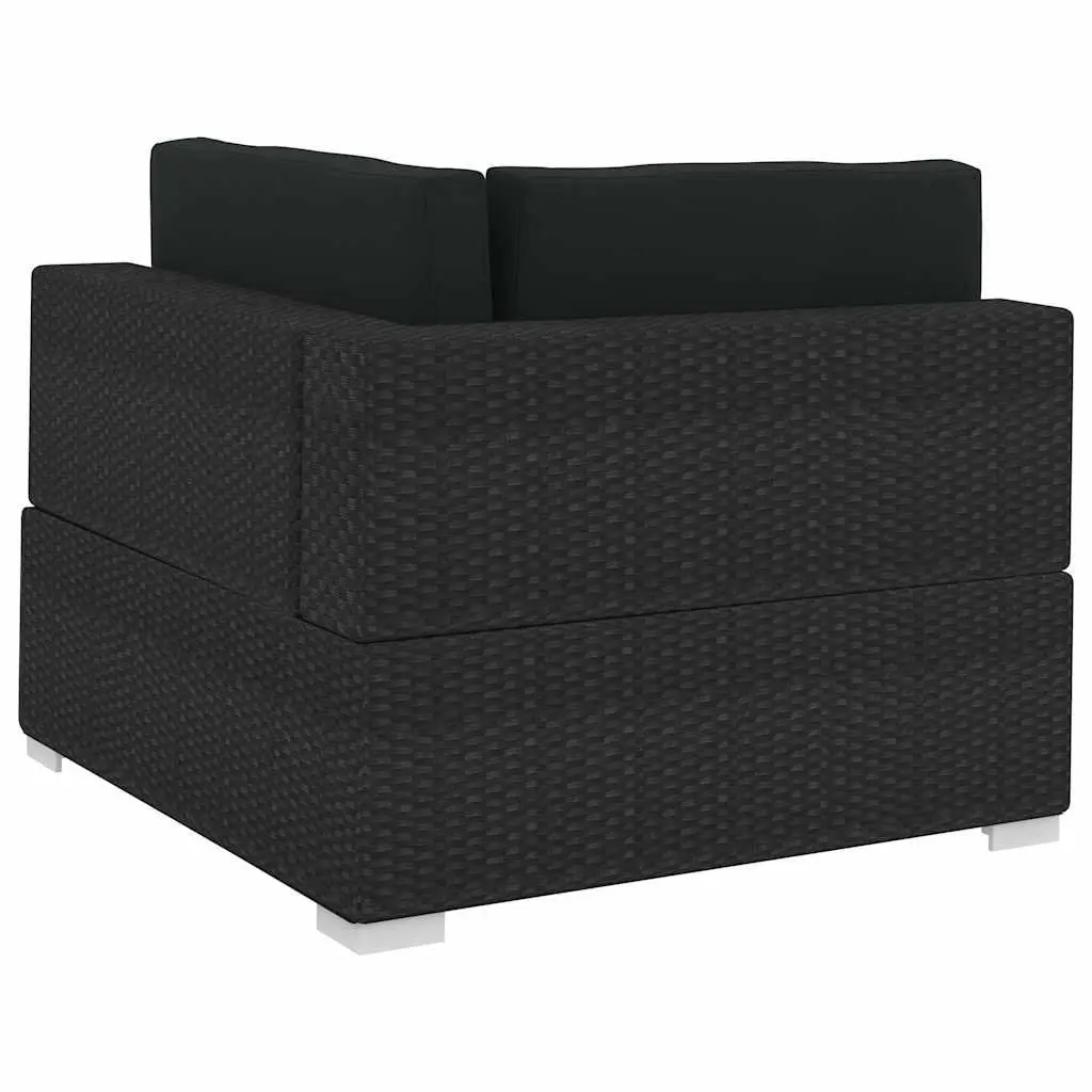 Black 3-Piece Poly Rattan Sofa Set