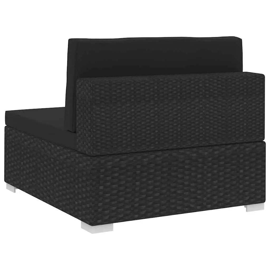 Black 3-Piece Poly Rattan Sofa Set