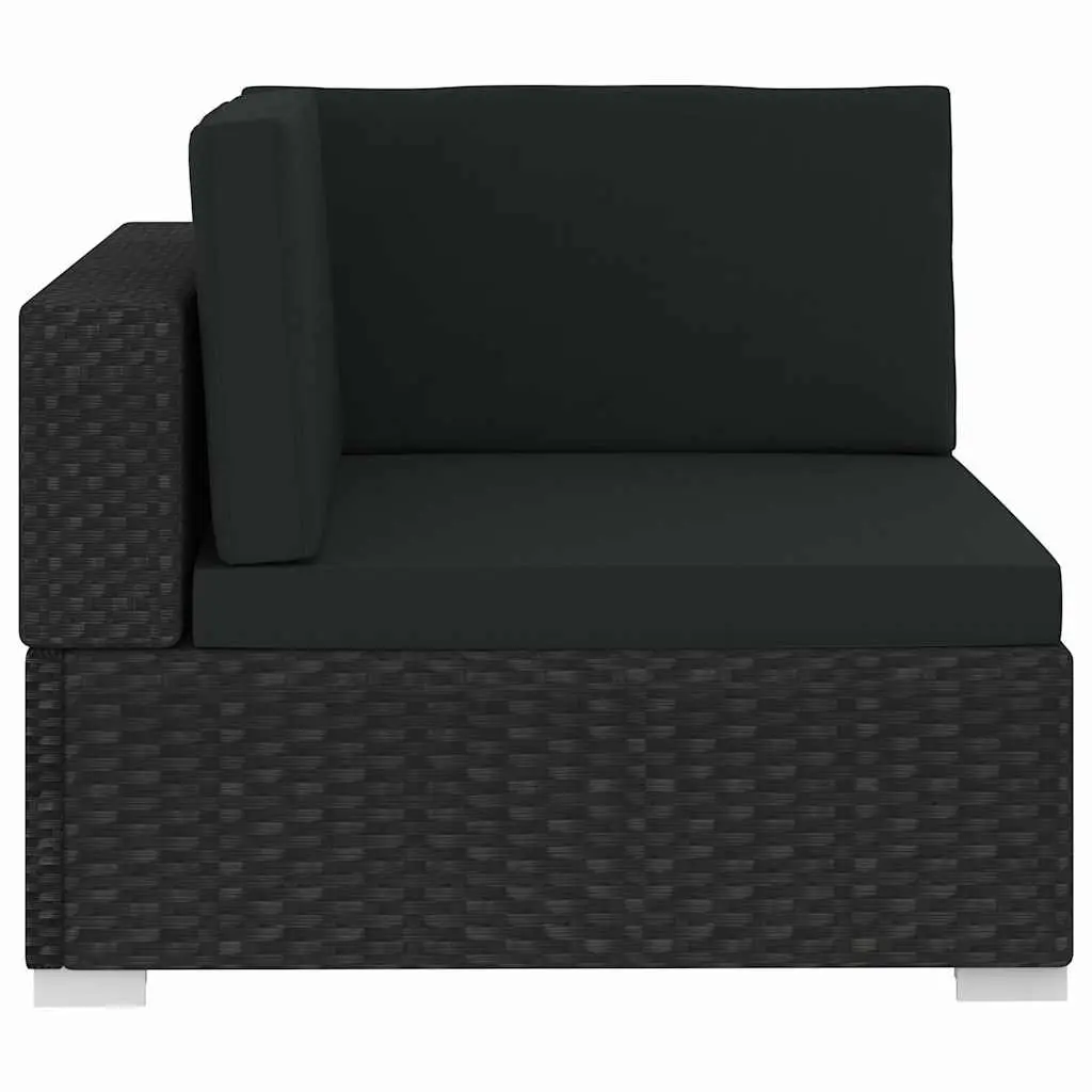 Black 3-Piece Poly Rattan Sofa Set