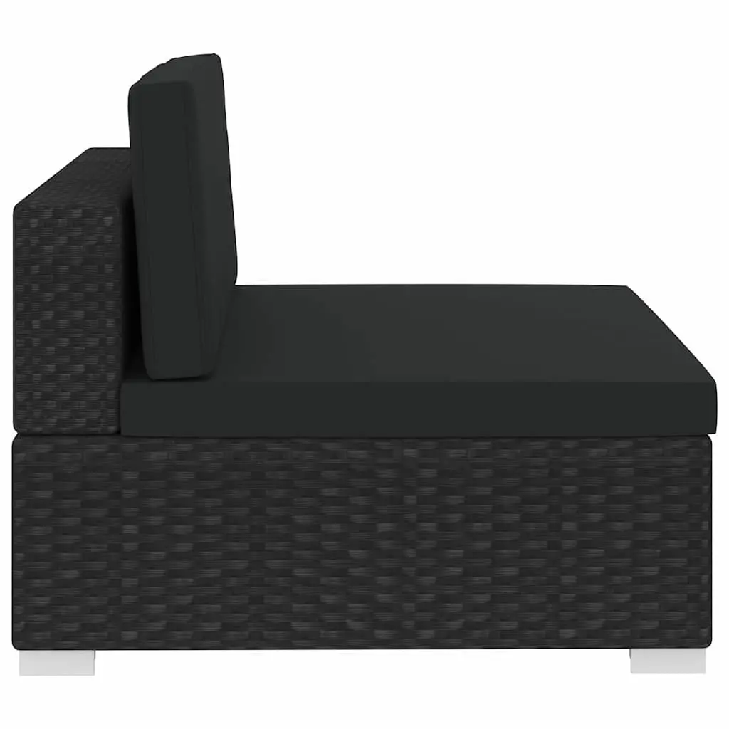 Black 3-Piece Poly Rattan Sofa Set