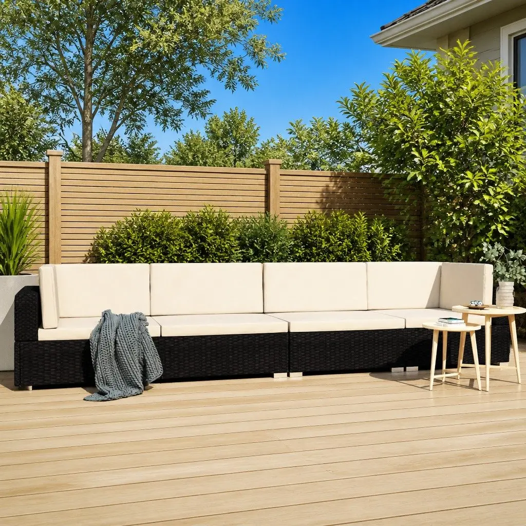 Outdoor Garden Sofa Set 4 Piece Patio Furniture Black