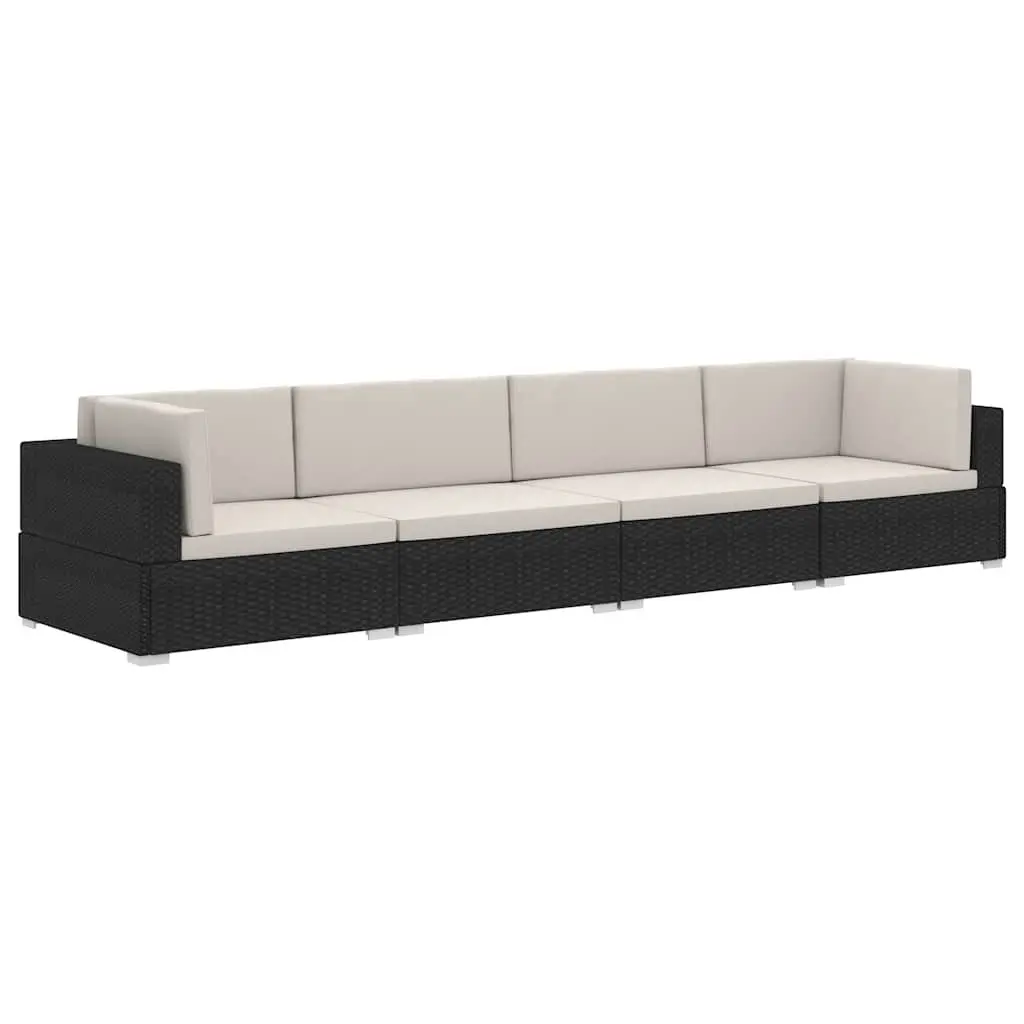 Outdoor Garden Sofa Set 4 Piece Patio Furniture Black