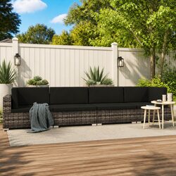 Poly Rattan Garden Sofa Set - 4 Pieces, Grey