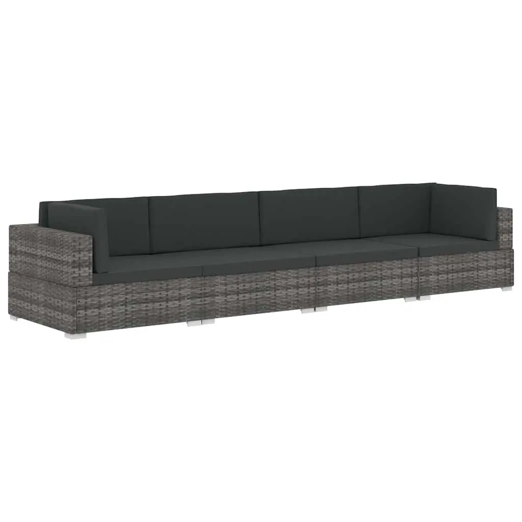 Outdoor Garden Sofa Set 4 Piece Poly Rattan Corner Patio Furniture Grey