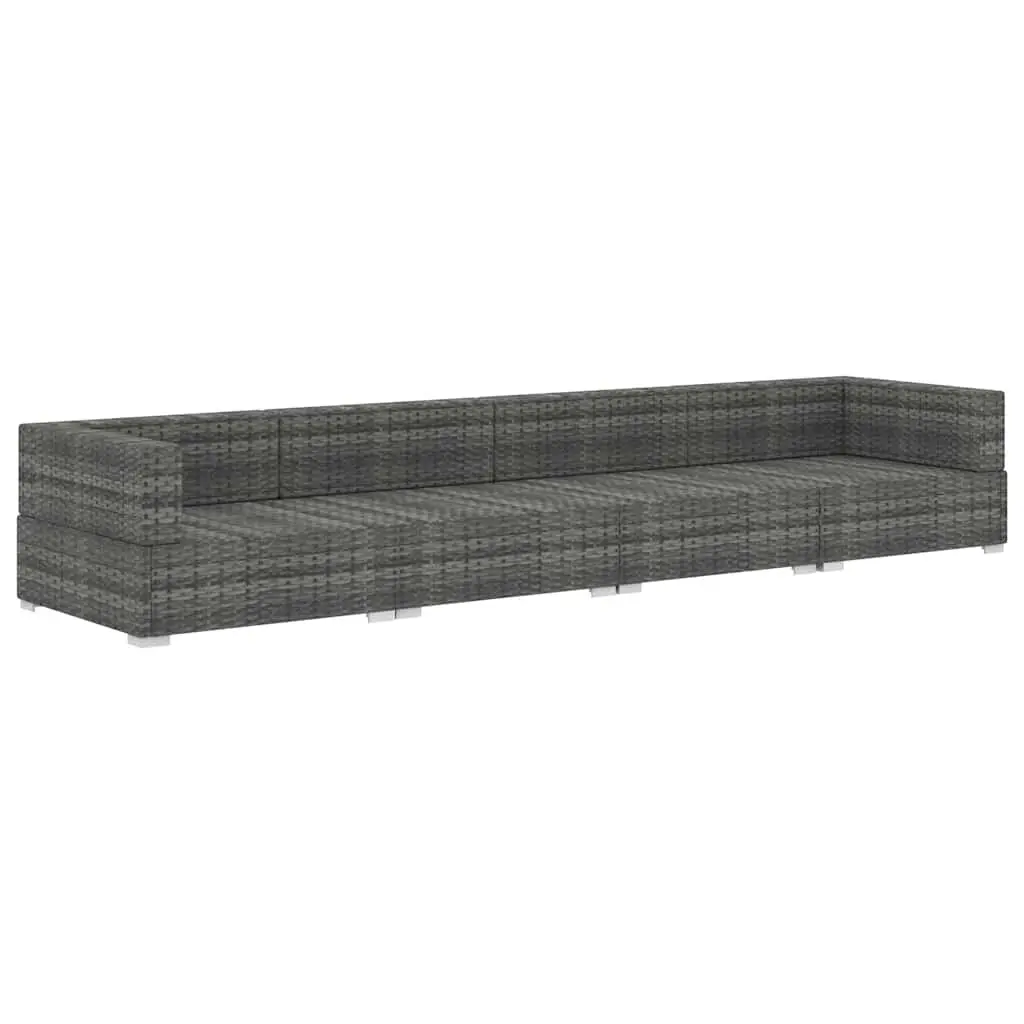 Outdoor Garden Sofa Set 4 Piece Poly Rattan Corner Patio Furniture Grey