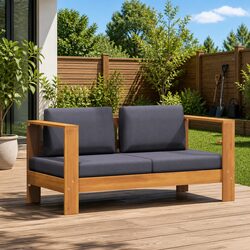 Garden Bench Outdoor Sofa 2-Seater 140cm Acacia Wood