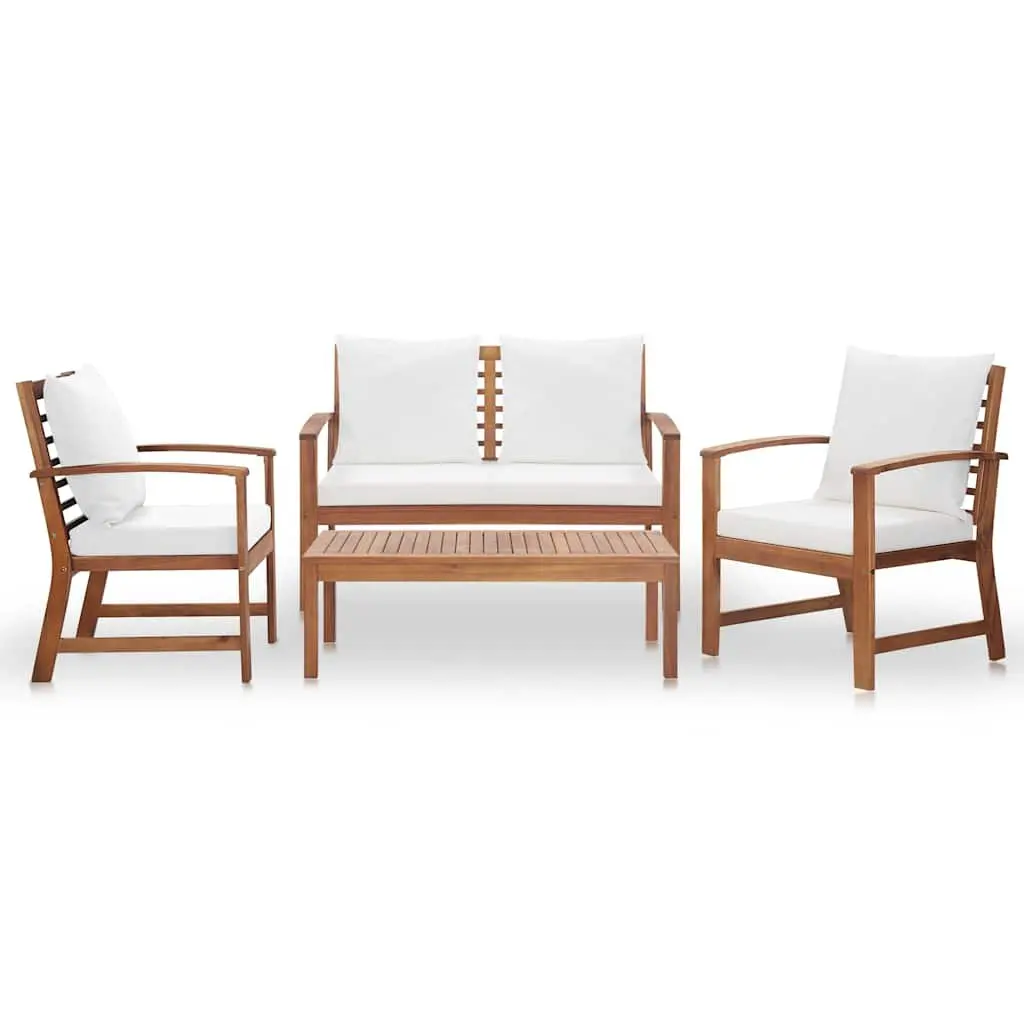4 Piece Garden Lounge Set Outdoor Use Acacia Wood Sofa with Cushions