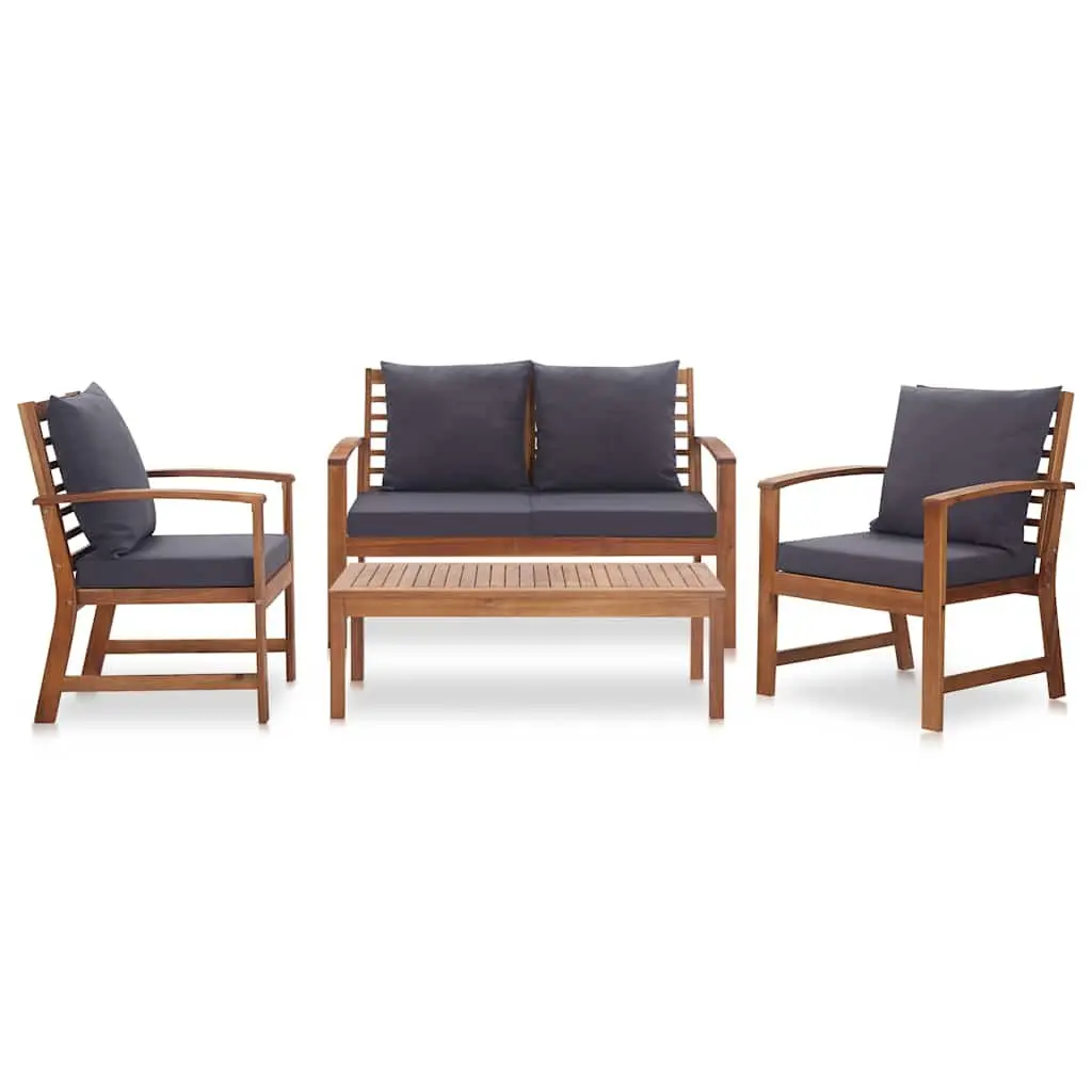 Outdoor Lounge Set 4 Piece Garden Furniture for Patio Grey