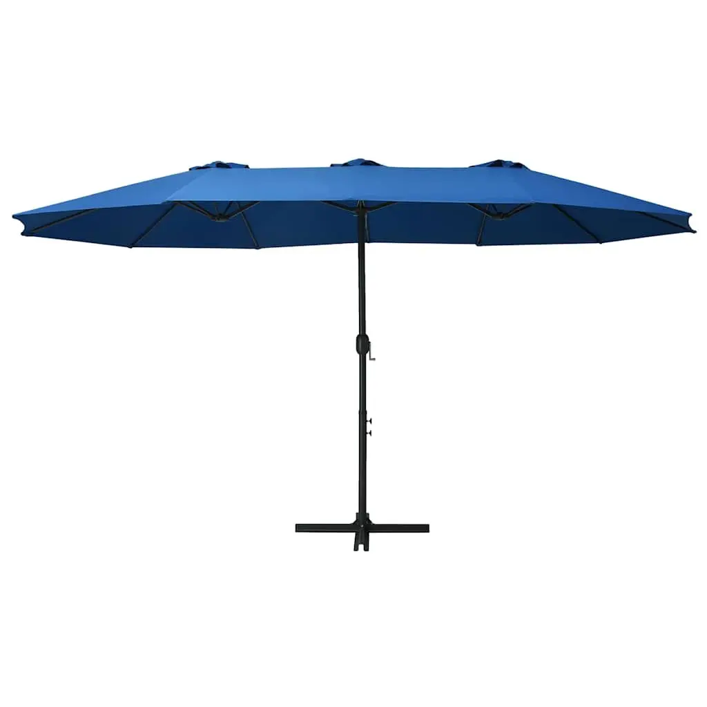 Garden Parasol Outdoor Umbrella 460x270 cm Double-Top Shade Crank Open Blue