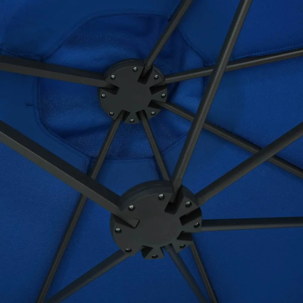Garden Parasol Outdoor Umbrella 460x270 cm Double-Top Shade Crank Open Blue