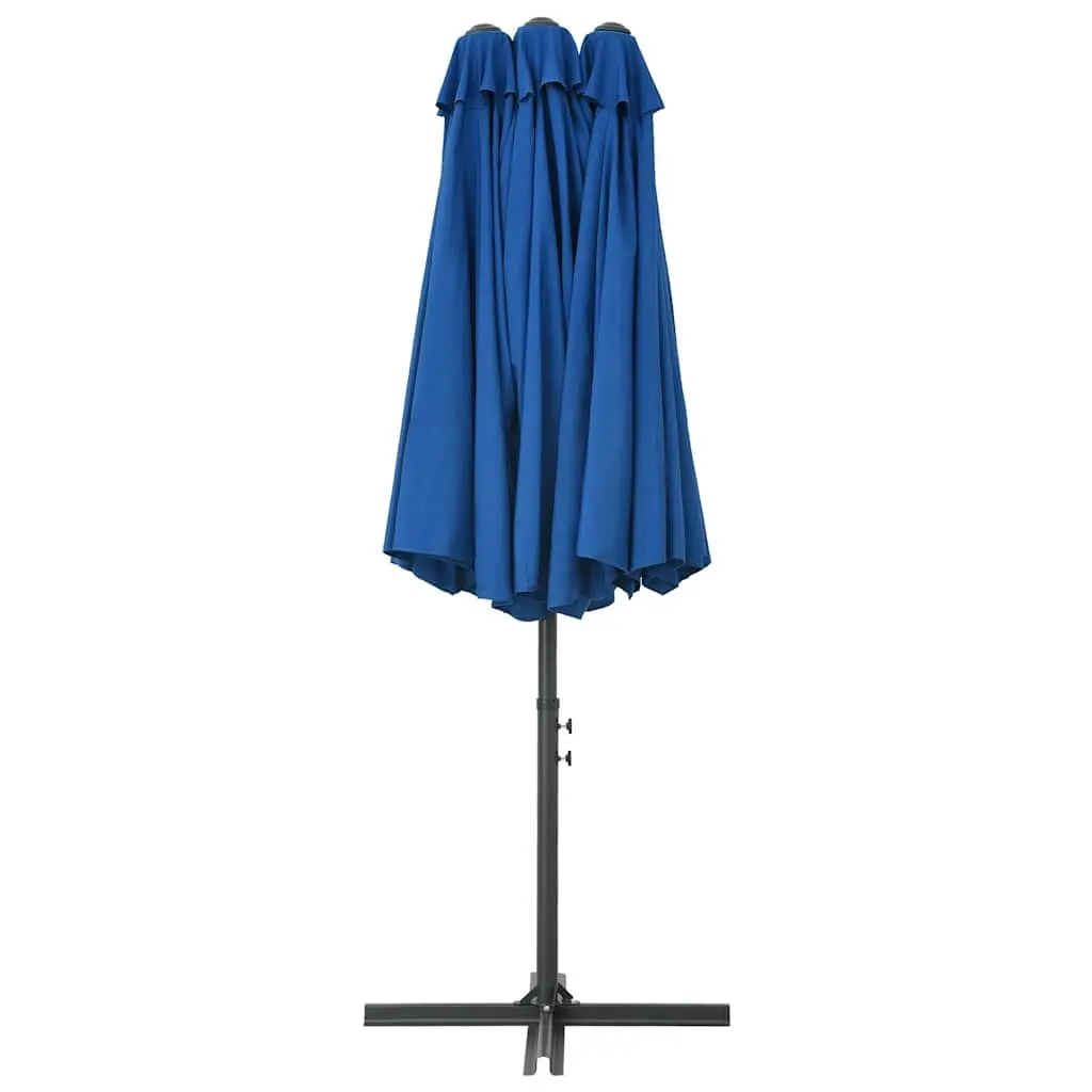 Garden Parasol Outdoor Umbrella 460x270 cm Double-Top Shade Crank Open Blue