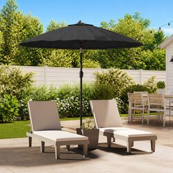 270cm Black Garden Umbrella with Aluminium Frame and UV Protection