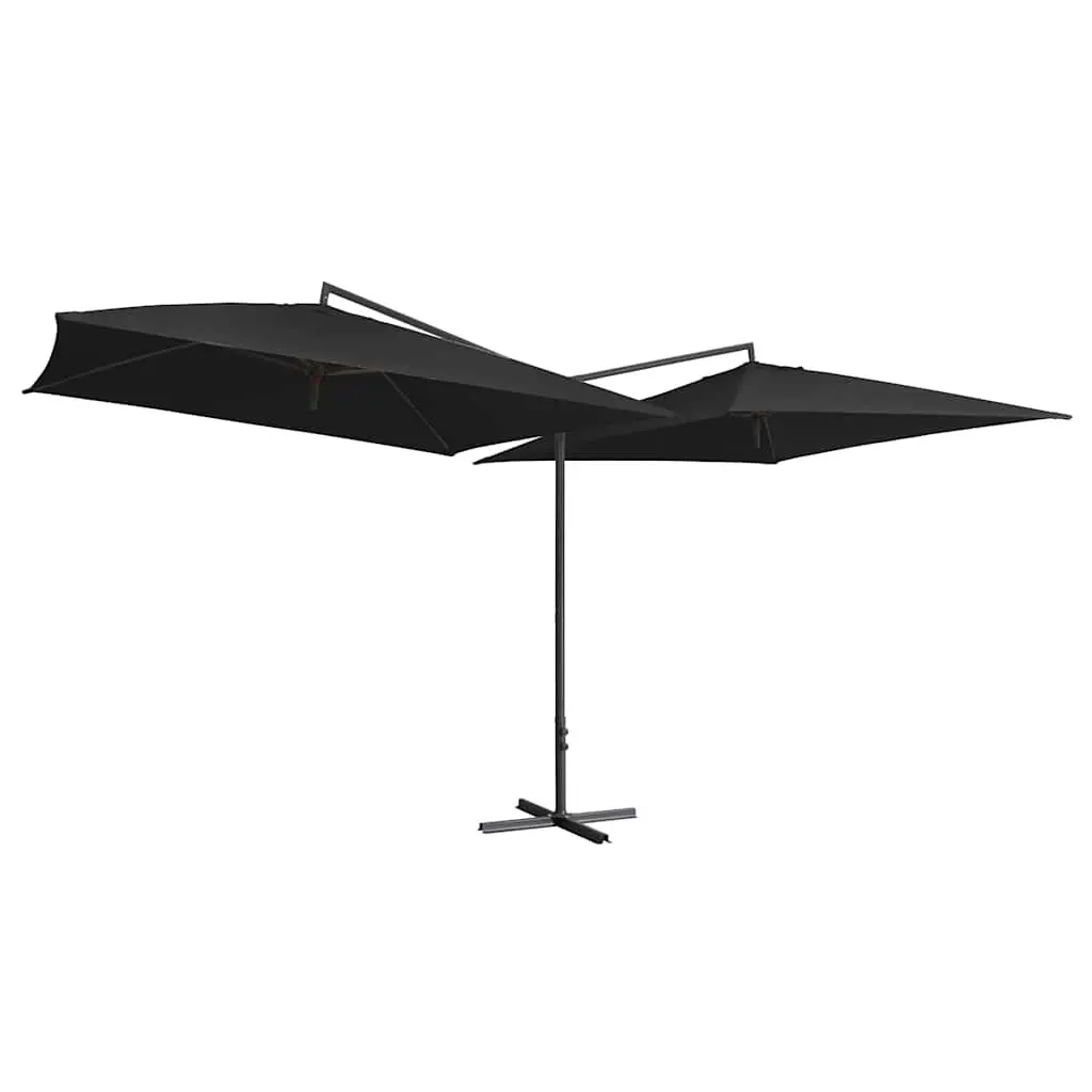 Double Parasol Outdoor Umbrella 250x250 cm Black Garden Sunshade with Crank