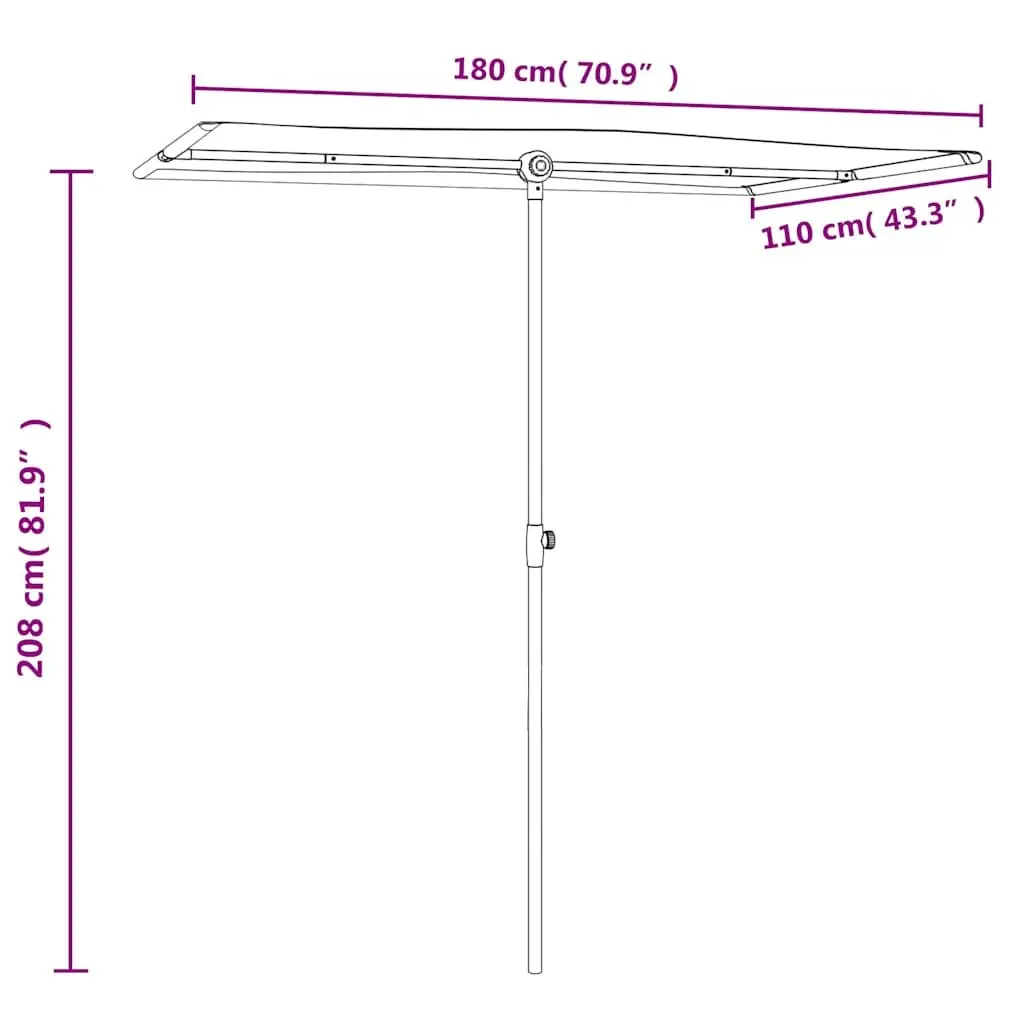 Garden Parasol Outdoor Shade Canopy 180x110cm Rotating Umbrella