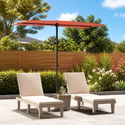 Garden Parasol: 180x110cm Brown Canopy with Aluminium Pole
