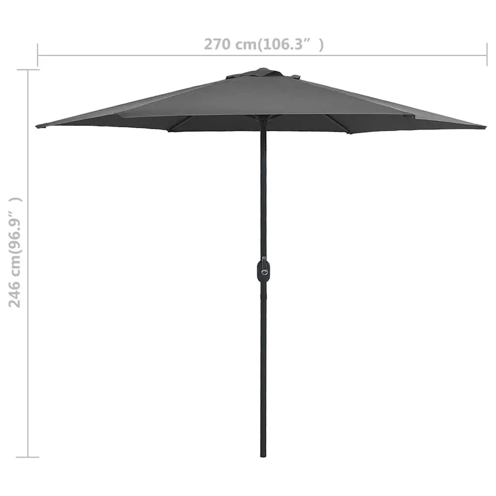 Garden Parasol Outdoor Shade Umbrella 270x246 cm Anthracite Crank Opening