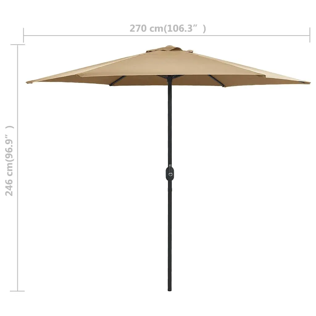 Garden Parasol Outdoor Umbrella 270x246cm Taupe Shade Patio Sun Protection