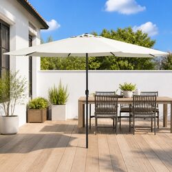 390cm Outdoor Umbrella: White Garden Parasol Specs