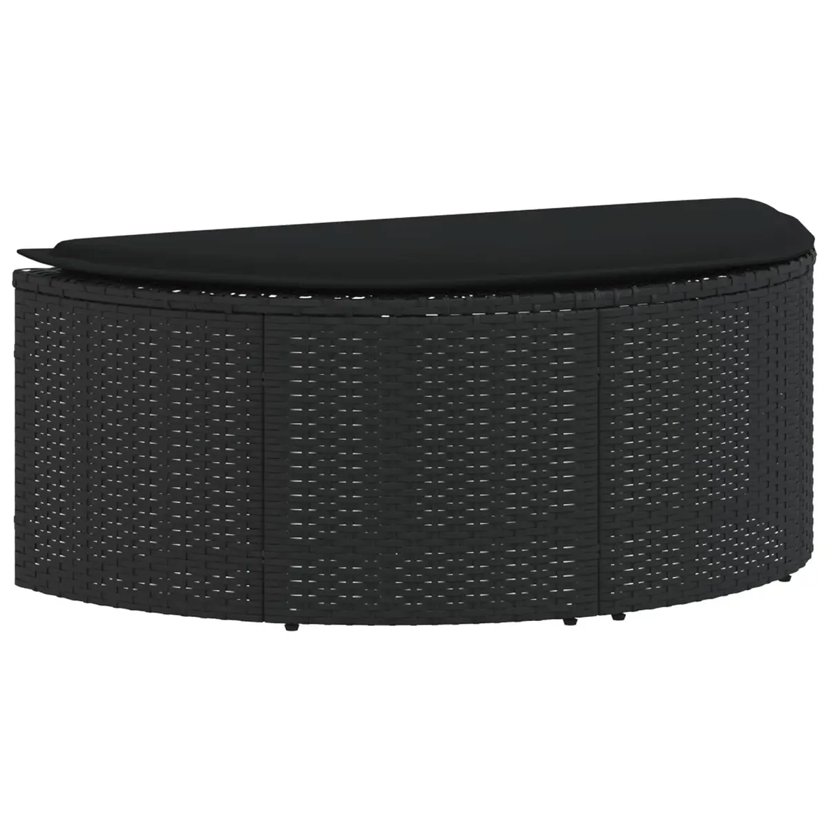 Rattan Lounge Bed Set for Garden and Patio with Removable Parasol and Cushions Black