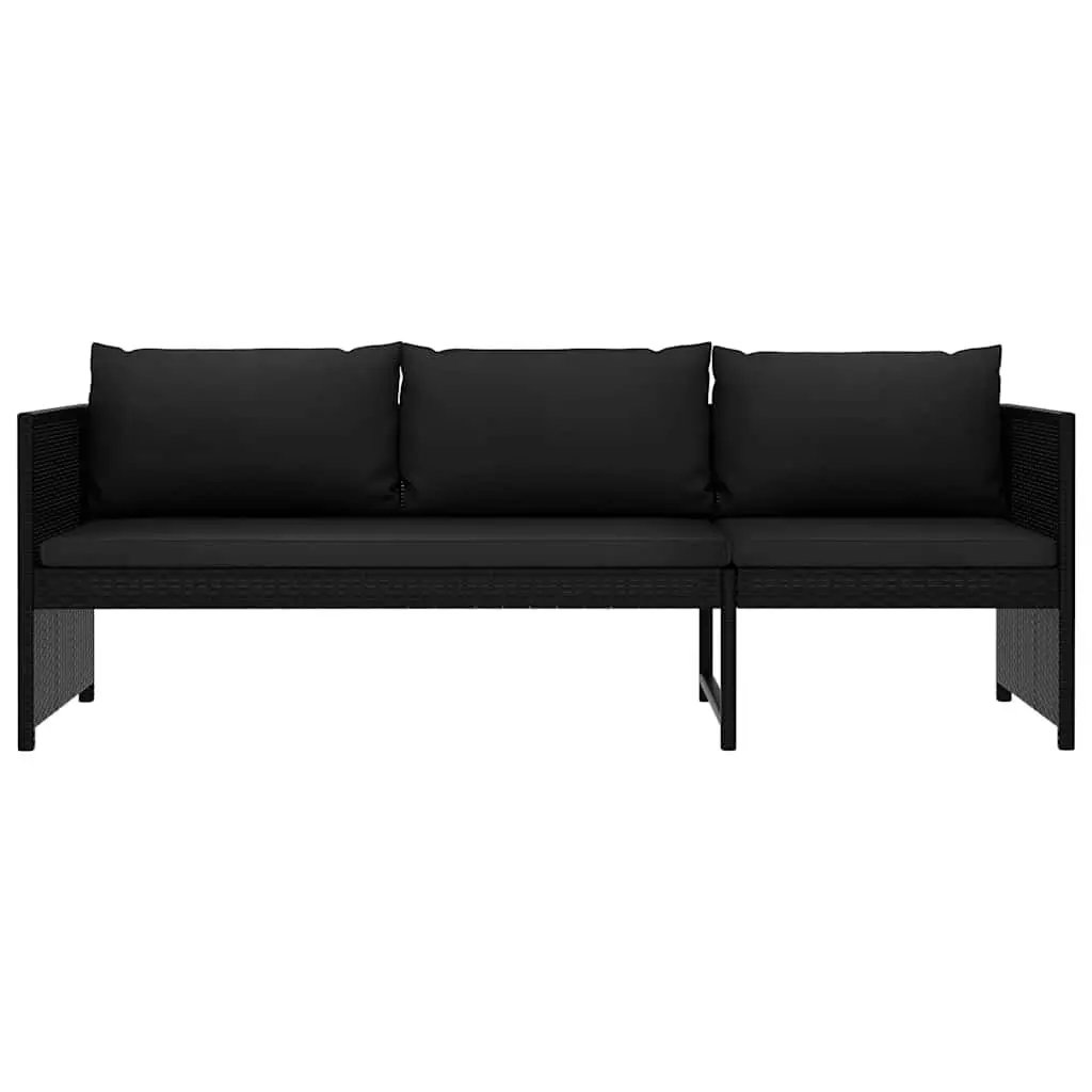 Outdoor Lounge Set 3 Piece Garden Furniture Poly Rattan Patio Sofa Black
