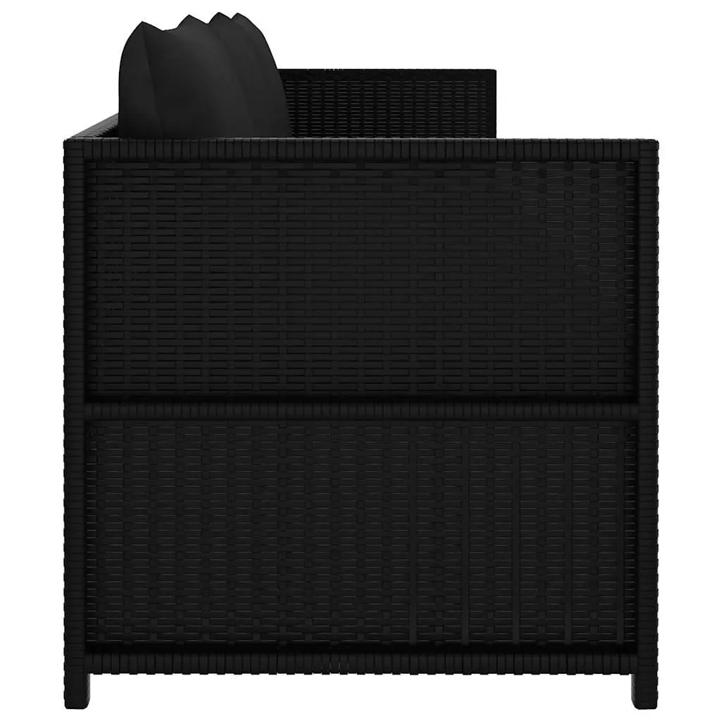 Outdoor Lounge Set 3 Piece Garden Furniture Poly Rattan Patio Sofa Black