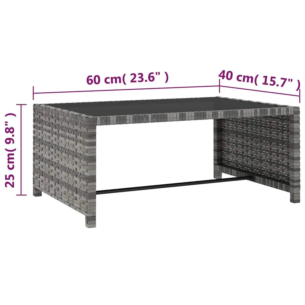 Reclining Garden Chairs 2pcs with Table Grey Poly Rattan Outdoor Lounge Set