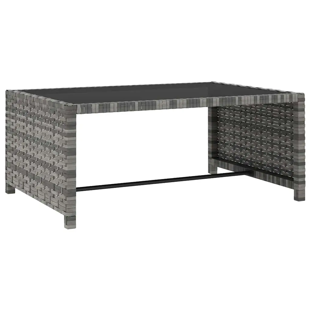 Reclining Garden Chairs 2pcs with Table Grey Poly Rattan Outdoor Lounge Set