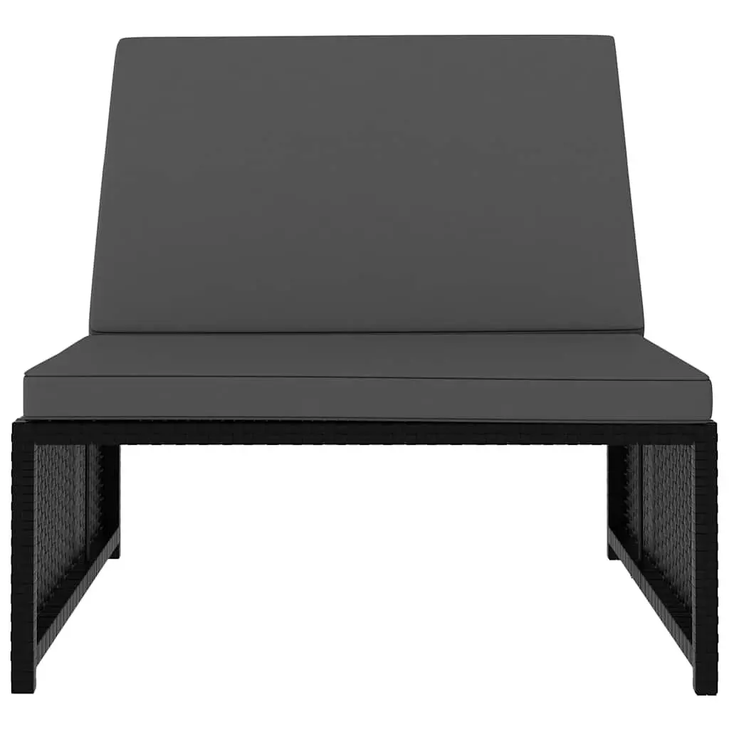 Reclining Garden Chairs Set for Outdoor Use Black Poly Rattan 2 Piece with Table