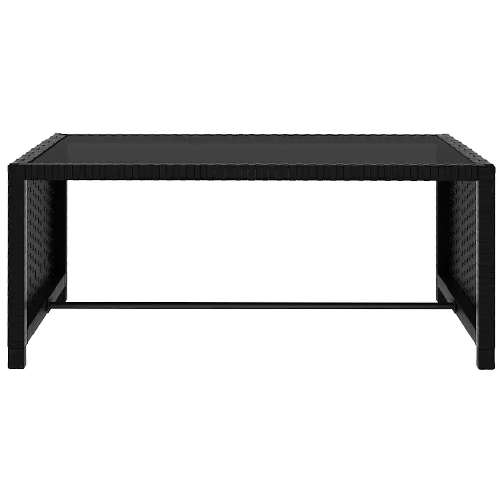 Reclining Garden Chairs Set for Outdoor Use Black Poly Rattan 2 Piece with Table