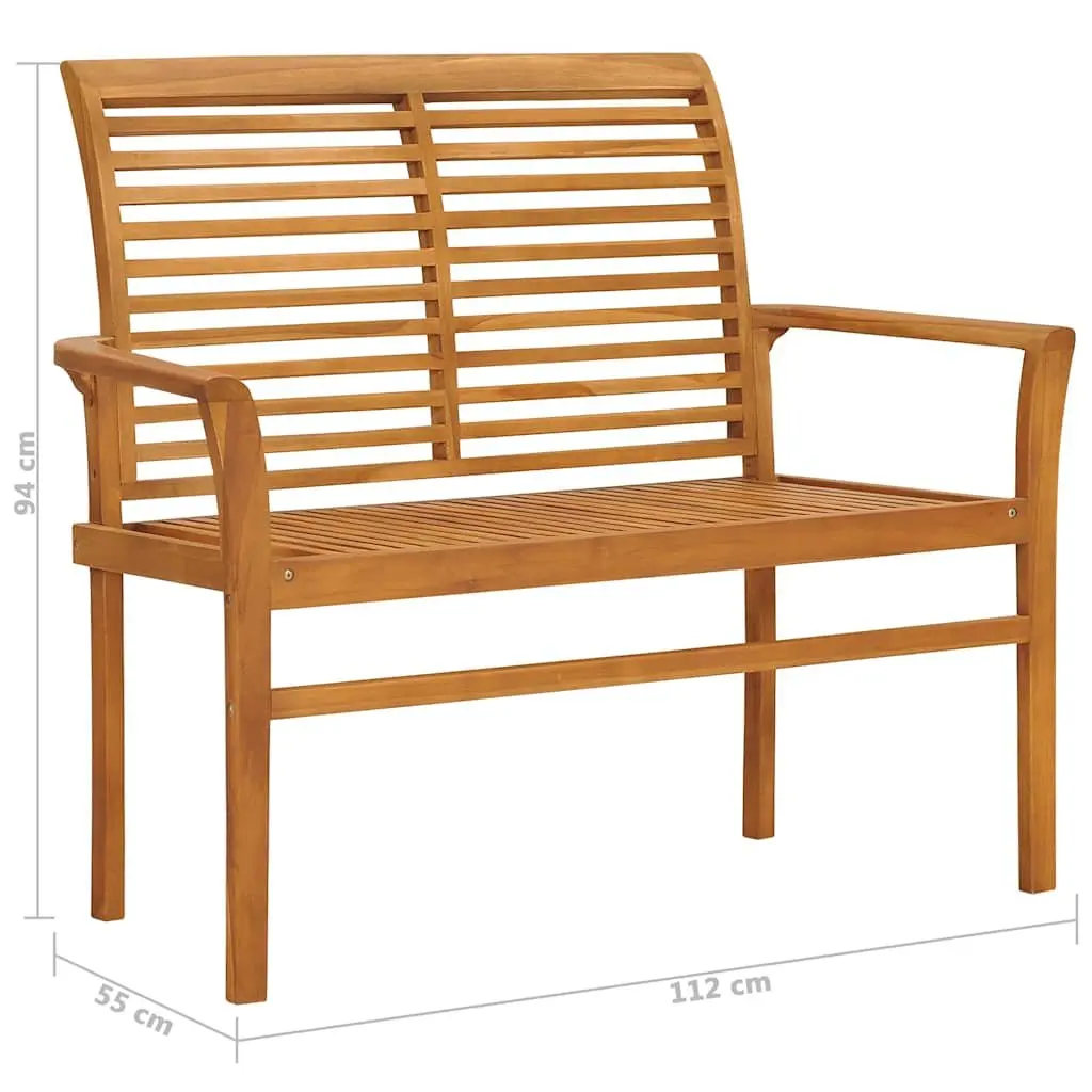 Outdoor Garden Bench 112cm Teak Wood Patio Seating Furniture Brown