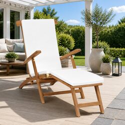 Specifications for the Cream Teak Wood Lounger Chair