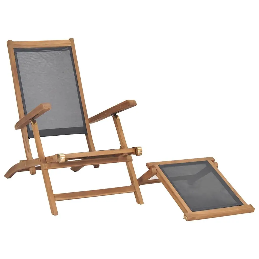 Deck Chair for Garden Patio Reclining Backrest with Detachable Footrest